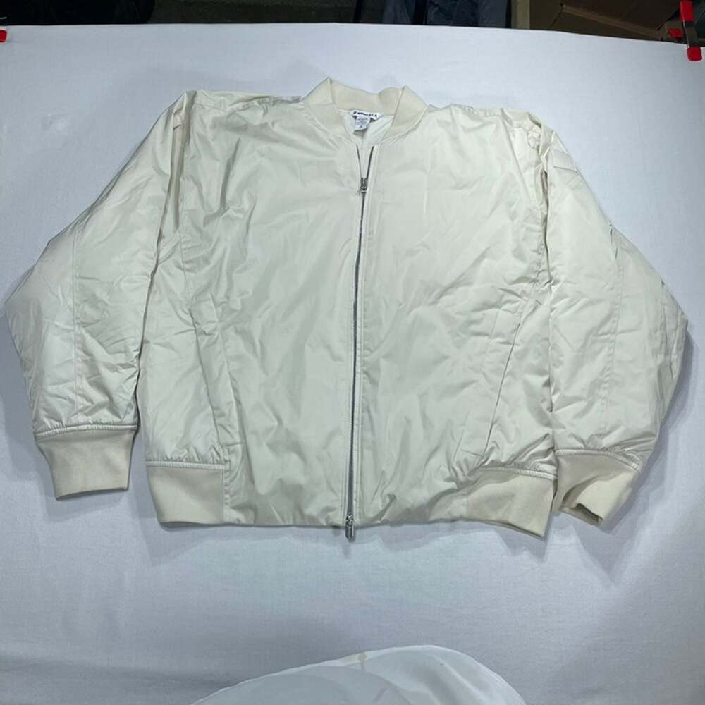 Athleta Sateen Bomber Jacket Women XL Ivory Cream NEW Without Tags
